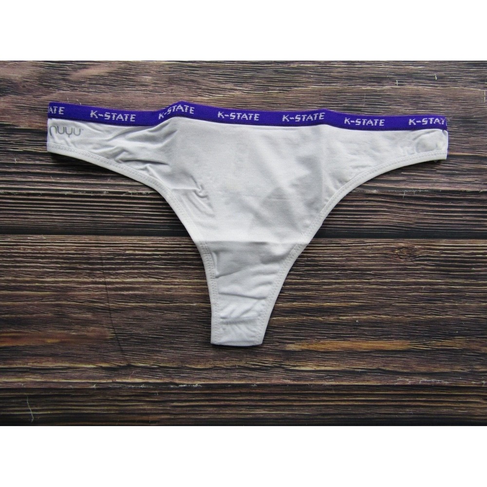NUYU NEW Womens Small KSU Kansas State University Wildcats White Purple Thong